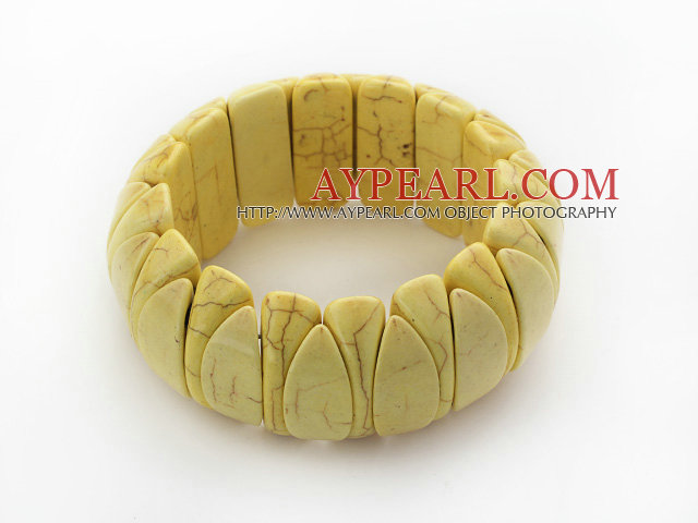 Classic Design Eye Shape Yellow Turquoise Stretch Bangle Bracelet