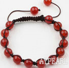 8mm Carnelian Woven Beaded Drawstring Bracelet with Adjustable Thread