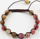 8mm Three Color Jade Woven Drawstring Bracelet with Adjustable Thread