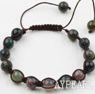 Wholesale 8mm Indian Agate Woven Beaded Drawstring Bracelet with Adjustable Thread