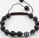 8mm Bluesand Stone Woven Beaded Drawstring Bracelet with Adjustable Thread