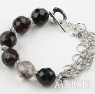 Wholesale New Design Black Cherry Quartz Bracelet with Metal Chain and Heart Shape Toggle Clasp