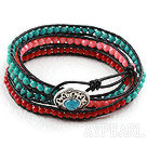 Wholesale Faceted 3-4mm Coral and Turquoise Wrap Bangle Bracelet