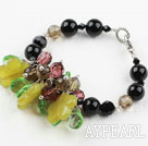 Wholesale Assorted Black Agate and Smoky Quartz and Lemon Jade Bracelet