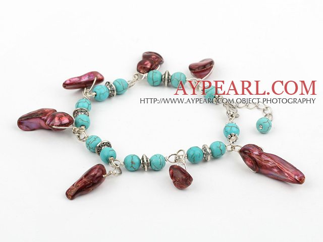 turquoise and pearl bracelet with lobster clasp