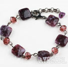Classic Design Crystal and Purple Dargon Quartz Bracelet with Lobster Clasp