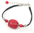 simple red coral bracelet with lobster clasp