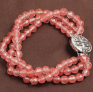 Wholesale Fashion Three Strand Cherry Quartz Beads Bracelet