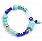 Simple Style Single Strand Cylinder Blue Turquoise Dark Blue Crystal Beads Stretch / Elastic Bracelet