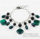 Wholesale Black Agate and Phoenix Stone Bracelet with Adjustable Metal Chain