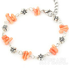 simple pinlk coral bracelet with lobster clasp