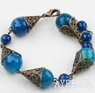 Vintage Style Faceted Blue Agate Bracelet