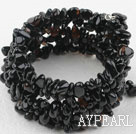 Wholesale Irregular Shape Black Agate Wrap Bangle Bracelet