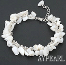 Wholesale white lip shell bracelet with metal chain and lobster clasp