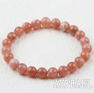 8mm A Grade Round Sunstone Beaded Elastic Bangle Bracelet