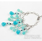 Blue Crystal and Blue Jade Bracelet with Metal Chain