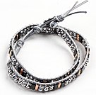 Wholesale Fashion Style Gray And Black Crystal Beads Wrap Bangle Bracelet
