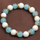 Fashion Kyanite And White Porcelian Elastic/ Stretch Bracelet