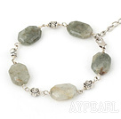 Fashion Chunky Moss Stone Loop Chain Flower Bracelet With Lobster Clasp