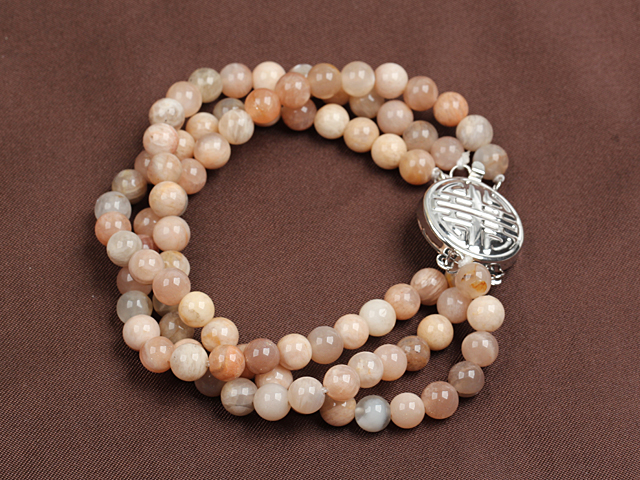 Fashion Three Strand Sunstone Beads Bracelet