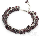 Wholesale 6mm garnet bracelet with metal chain and lobster clasp
