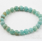 Wholesale 8mm Round Natural Amazon Stone Elastic Beaded Bracelet
