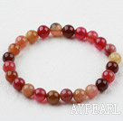 8mm Round Three Color Jade Elastic Beaded Bracelet