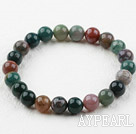 8mm Round Indian Agate Elastic Beaded Bracelet