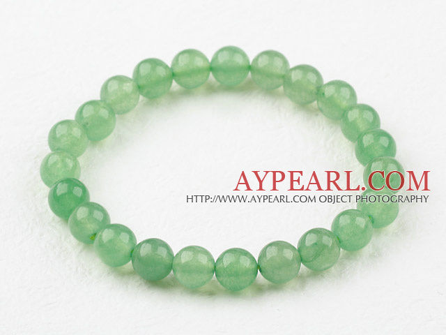 8mm Round Natural Aventurine Elastic Beaded Bracelet