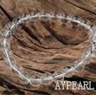 8mm Round White Crystal Glass Elastic Beaded Bracelet