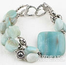 Natural Amazon Stone Bracelet with Heart Shape Clasp