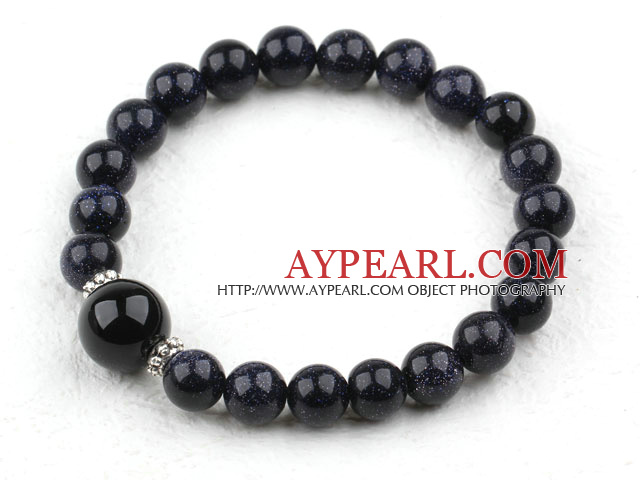 Classic Design Blue Sandstone Elastic Bangle Bracelet