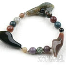 Assorted Indian Agate Elstic Bangle Bracelet