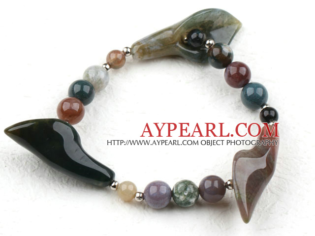 Assorted Indian Agate Elstic Bangle Bracelet