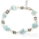 Wholesale simple aquamarine chips bracelet with lobster clasp