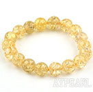 Wholesale 10mm Light Yellow Round Immitation Amber Elastic Bangle Bracelet