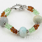Wholesale New Design Faceted Amazon Stone and Crystal Bracelet