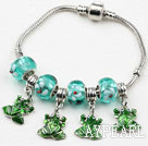 Wholesale Fashion Style Green Colored Glaze and Frog Shape Accessories Charm Bracelet