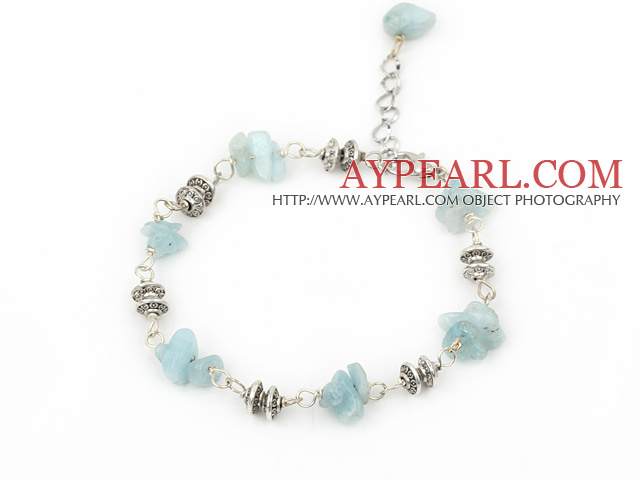 simple aquamarine chips bracelet with lobster clasp
