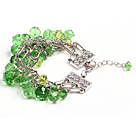 Fashion Multi Strand Green Crystal Beads Charm Bracelet