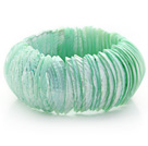 Light Apple Green Color Trochus Shell Stretch Bangle Bracelet