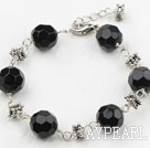 Wholesale Classic Design 12mm Round Black Crystal Bracelet with Extendable Chain