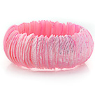 Pink Color Trochus Shell Stretch Bangle Bracelet