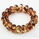 Bold Style Abacus Shape Immitation Amber Elastic Bangle Bracelet