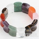 Big Style Concave Shape Multi Color Multi Stone Stretch Bangle Bracelet