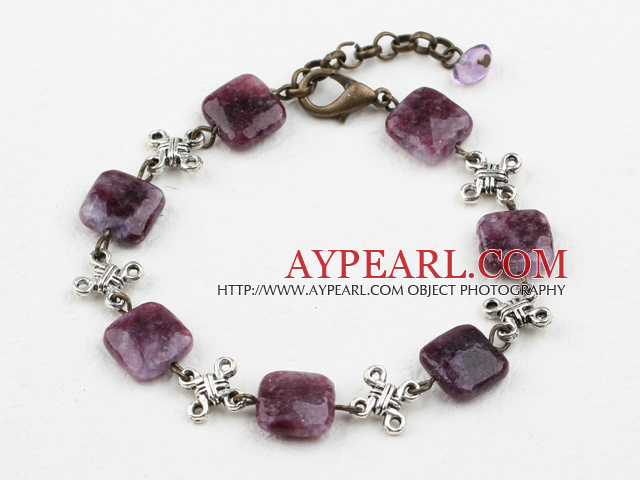 Simple Design Charoite Stone Bracelet with Extendable Chain