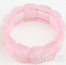 Wholesale Big Style Concave Shape Rose Quartz Stretch Bangle Bracelet