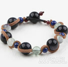 Wholesale Fashion Style Lapis and Blue Sandstone and Rainbow Fluorite Bracelet