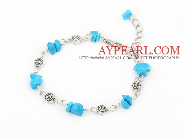 simple blue turquoise bracelet with lobster clasp