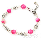 8mm pink agate fashion bracelet with lobster clasp